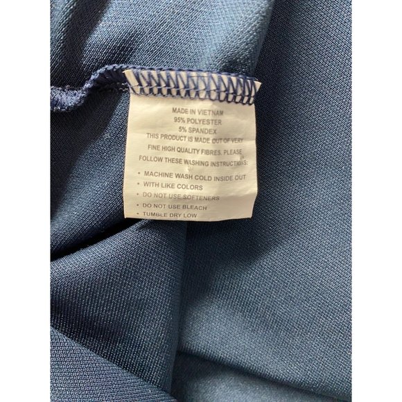 C. Defoor Mens Polo Shirt 3 button Navy Blue Short Sleeve Flag Logo Size Medium - Picture 5 of 5